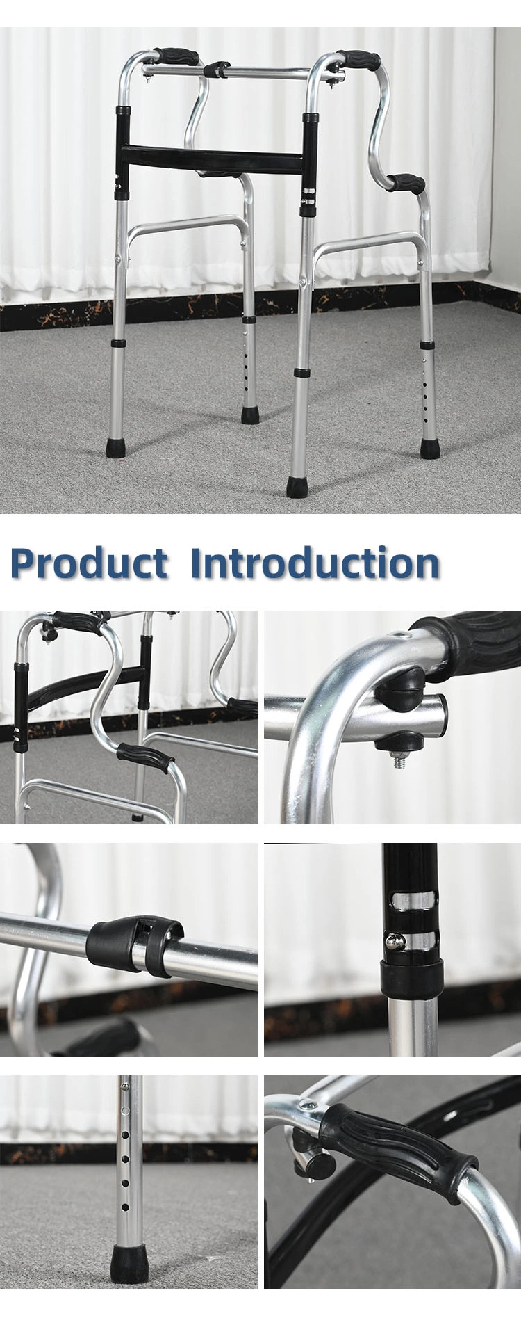 Wholesale Price Stainless Steel Walker Adjustable Walking Aids with Wheels