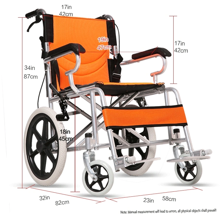Chinese Manufacturer Aluminium Alloy Light Weight Nylon Cloth Confortable Standing Non Electric Foldable Manual Wheelchair