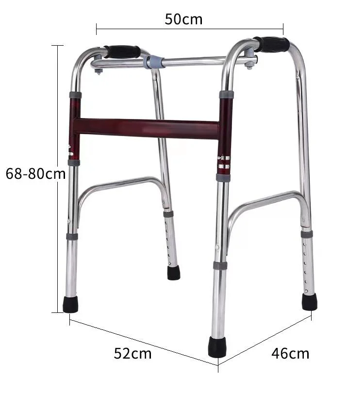 Hotsale ISO Certificated Elderly Use Height Adjustable Aluminum Walking Aid with Optional Casters