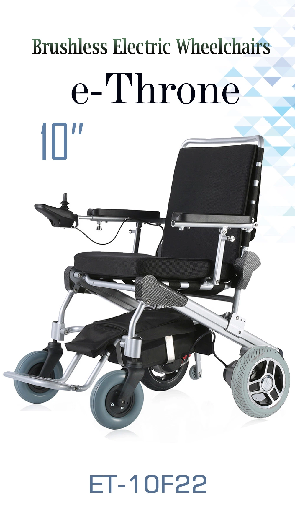 Ultra Strong Fame, Patented Design, Comfortable Drive, portable and foldable electric wheelchair with 10&prime;&prime; quick release motors with CE TUV