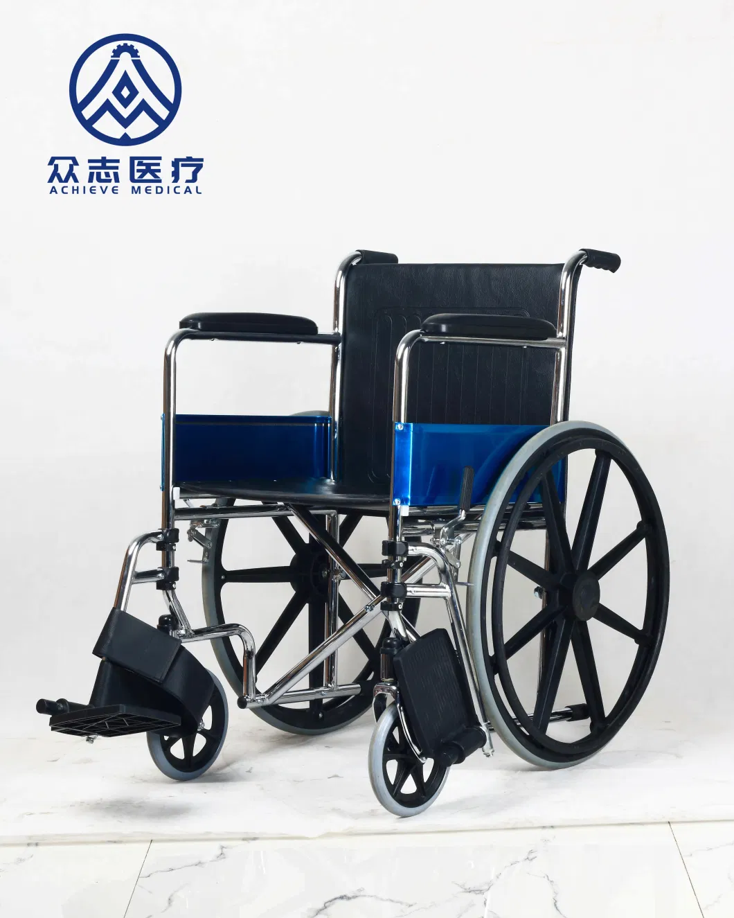 Achieve New Design with Patent Foorest Manual Steel Mag Wheel Folding Wheelchair