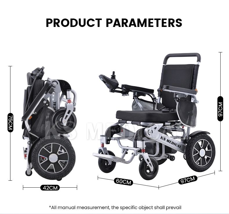 Ksm-606 Height Adjustale All Terrain Foldable Aluminum Electric Power Wheelchair with Cheapest Price Mdr 510K Wheel Chair