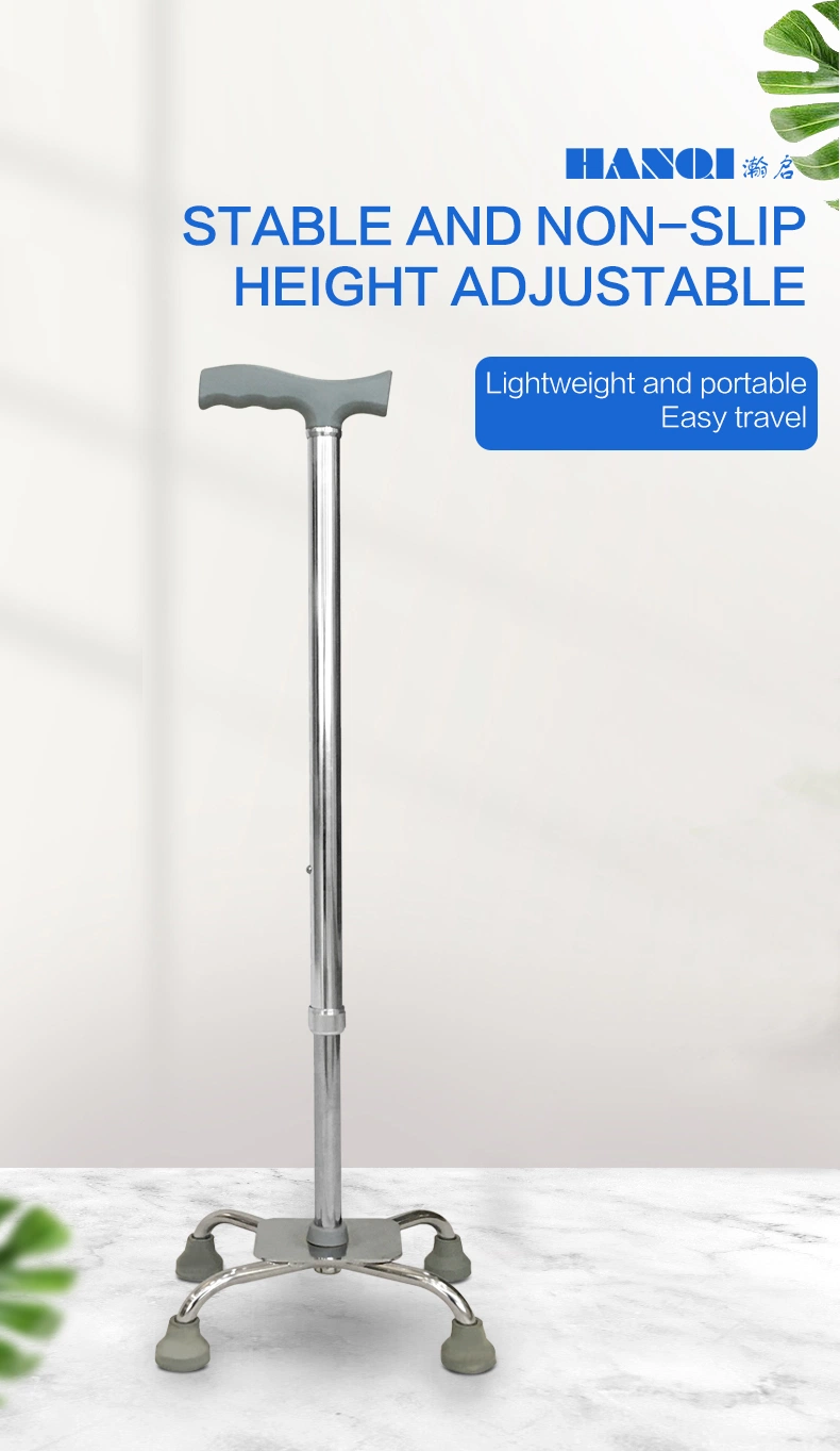 Adjustable Aluminum Alloy Steelfour Leg and Antiskid Stable Retractable Walking Aid Crutches